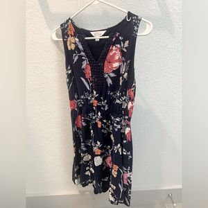 Blue V Floral Print Dress